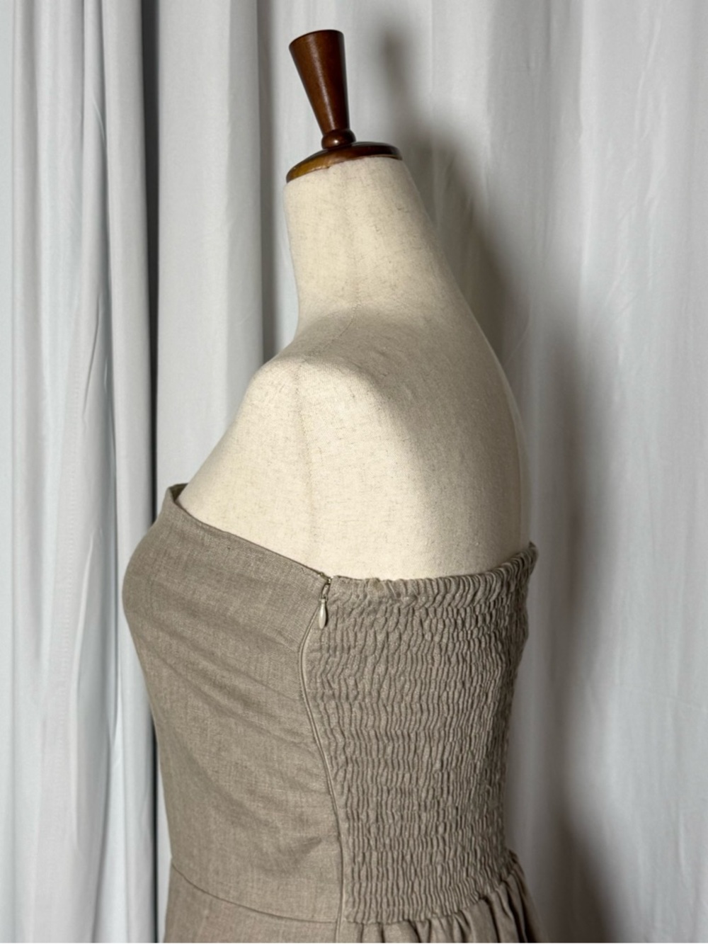 Faithfull The Brand Das Flores Linen Maxi Dress Natural Strapless NWT 10 - Picture 10 of 14